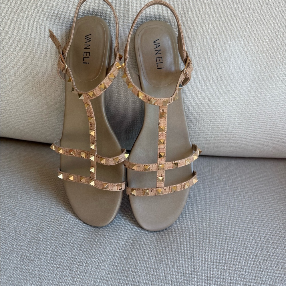 Vaneli Beige Studded Sandals